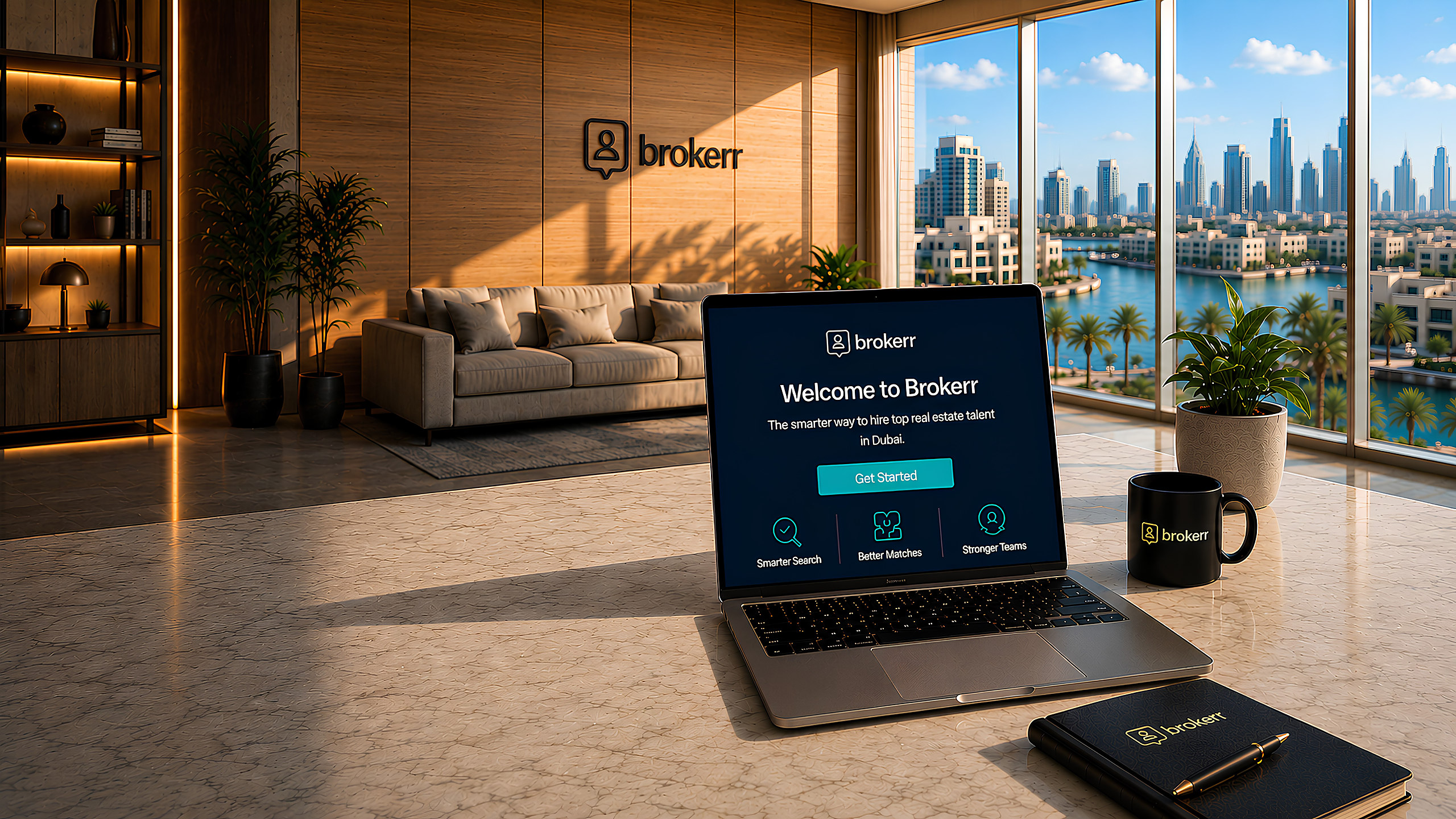 Brokerr recruitment platform in a premium Dubai real estate office